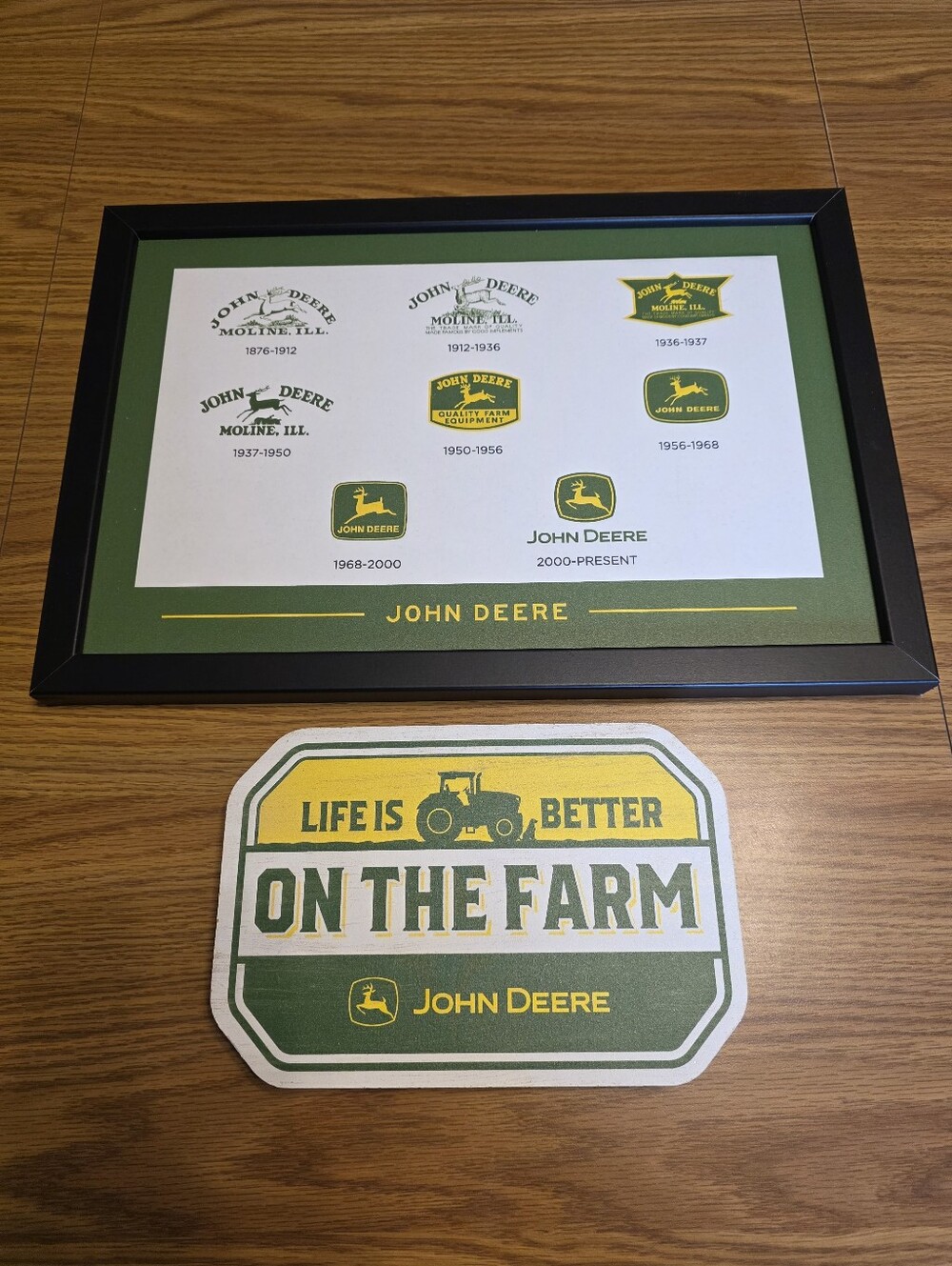 John Deere Timeline Framed Logo Print And Wood Sign